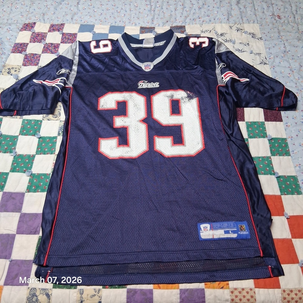 New England Patriots Reebok Jersey Size Large Blue Laurence Maroney #39